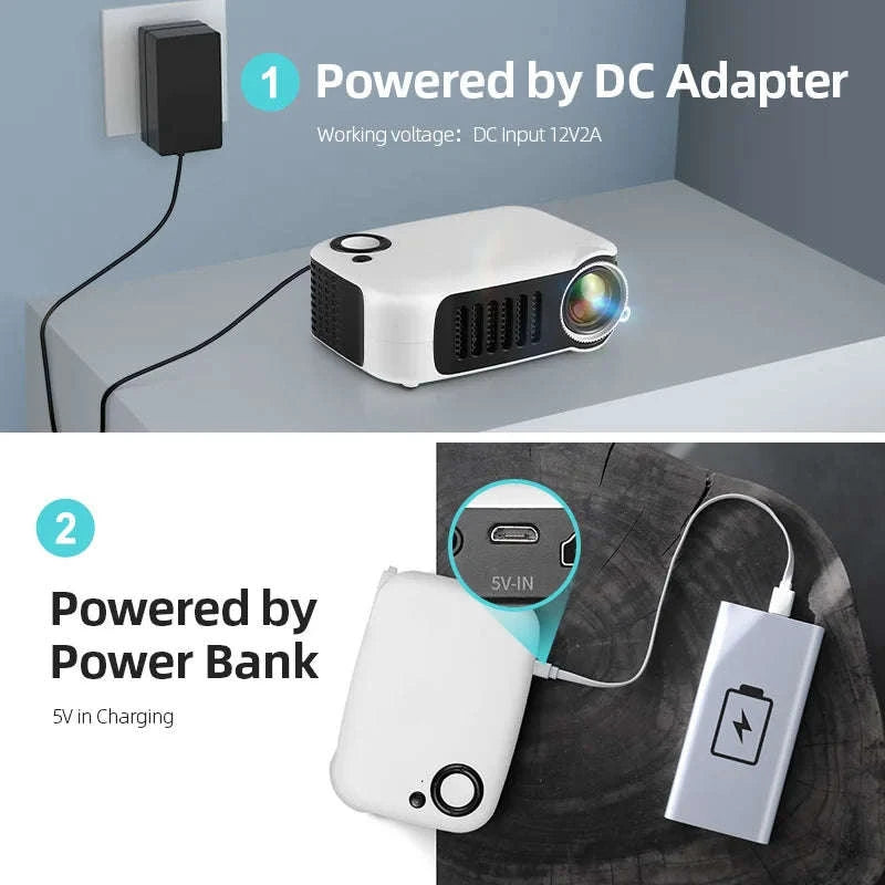 Mini Projector A2000 | Compact Home Cinema Projector-White / UK Plug