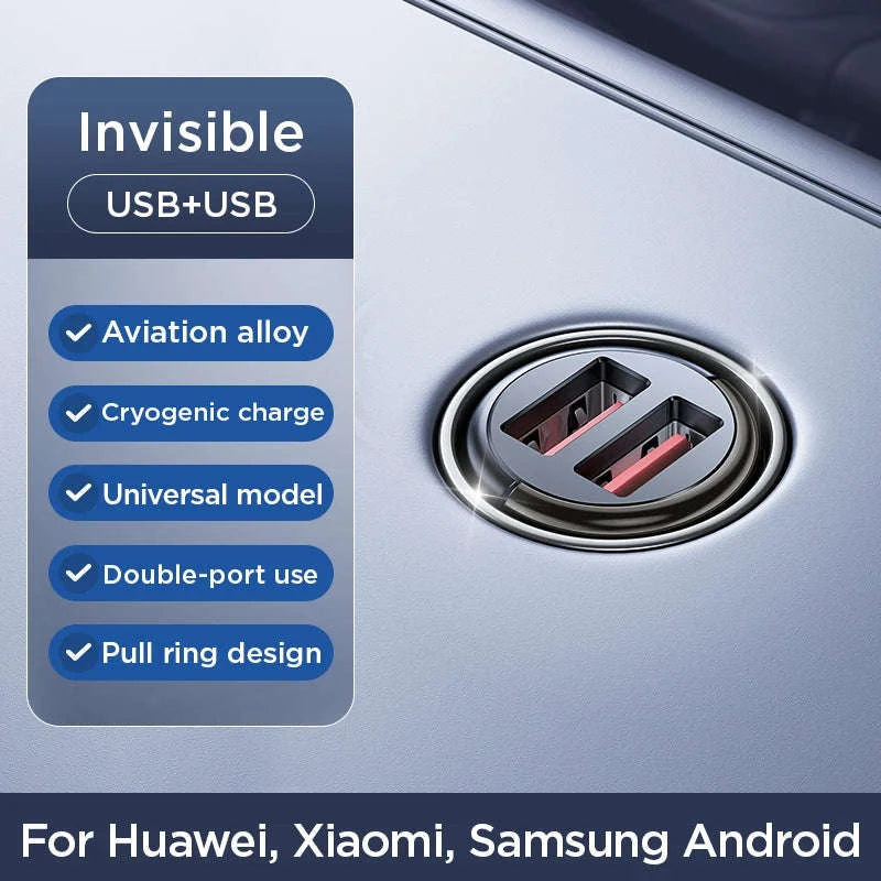 Mini Pull Ring Car Charger USB-C and USB-A Fast Charge-2 Type-c / China Mainland