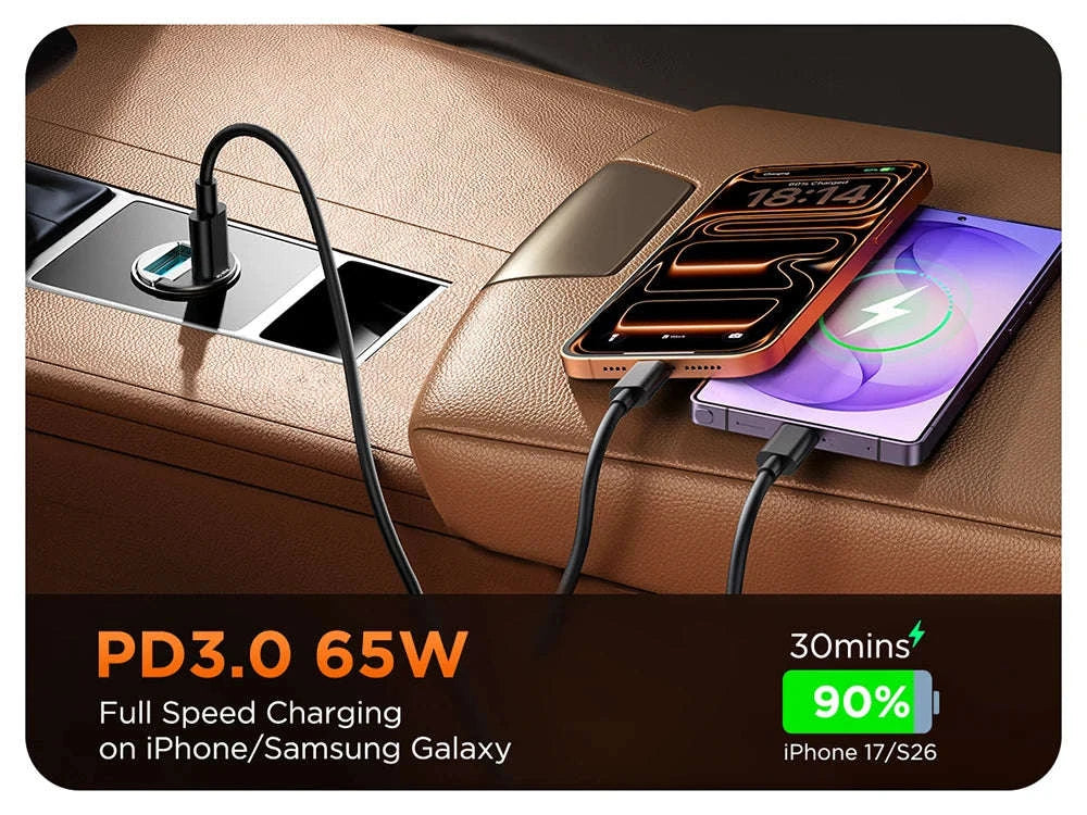 Mini Pull Ring Car Charger USB-C and USB-A Fast Charge-2 Type-c / China Mainland