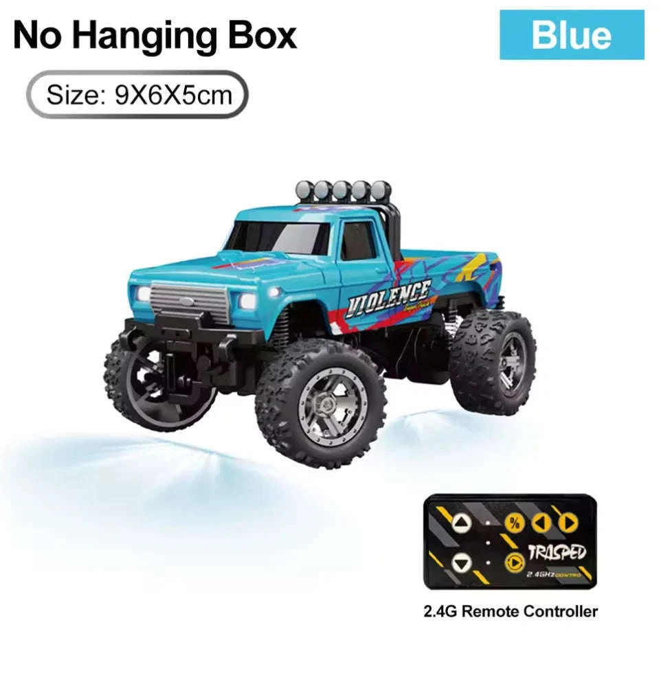 Mini RC Monster Truck 1:64 Remote Control Car with Lights-Multicolor / United States