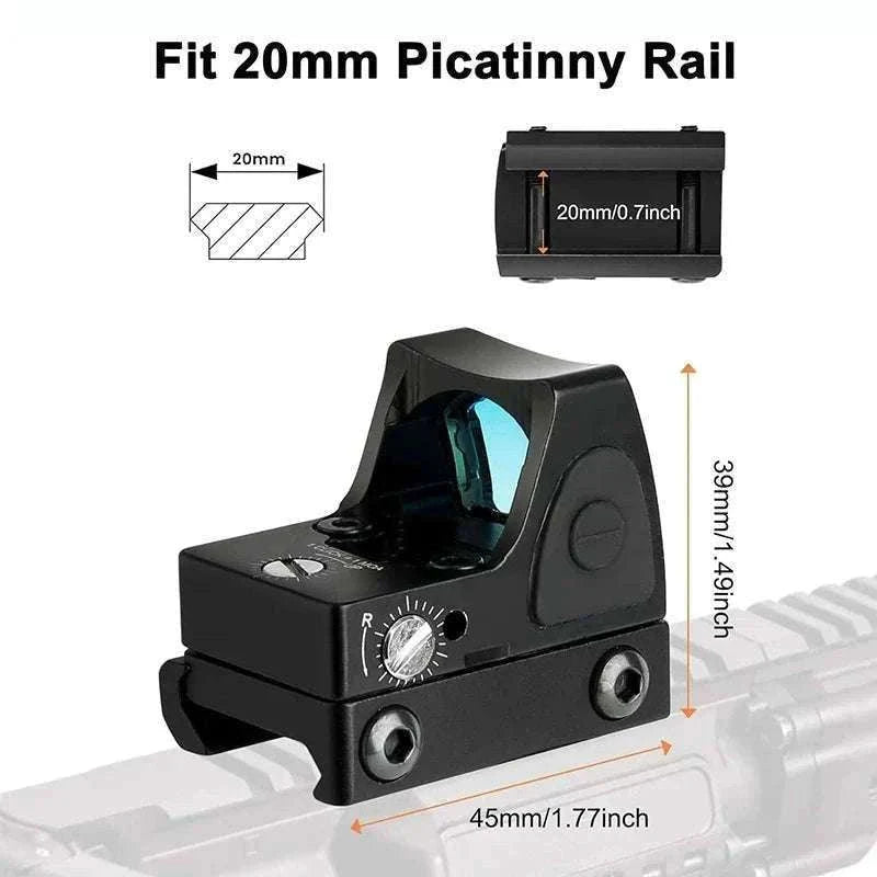Mini Red Dot Sight 1× Reflex Scope with 20mm Rail Mount-RMR Black / france