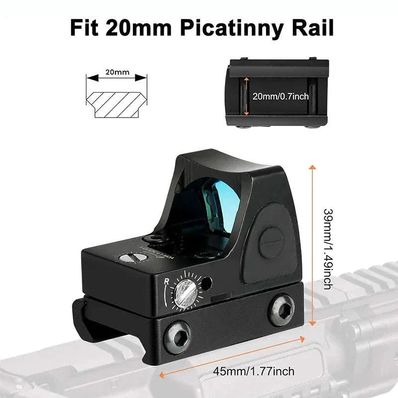 Mini Red Dot Sight 1× Reflex Scope with 20mm Rail Mount-RMR Black / france