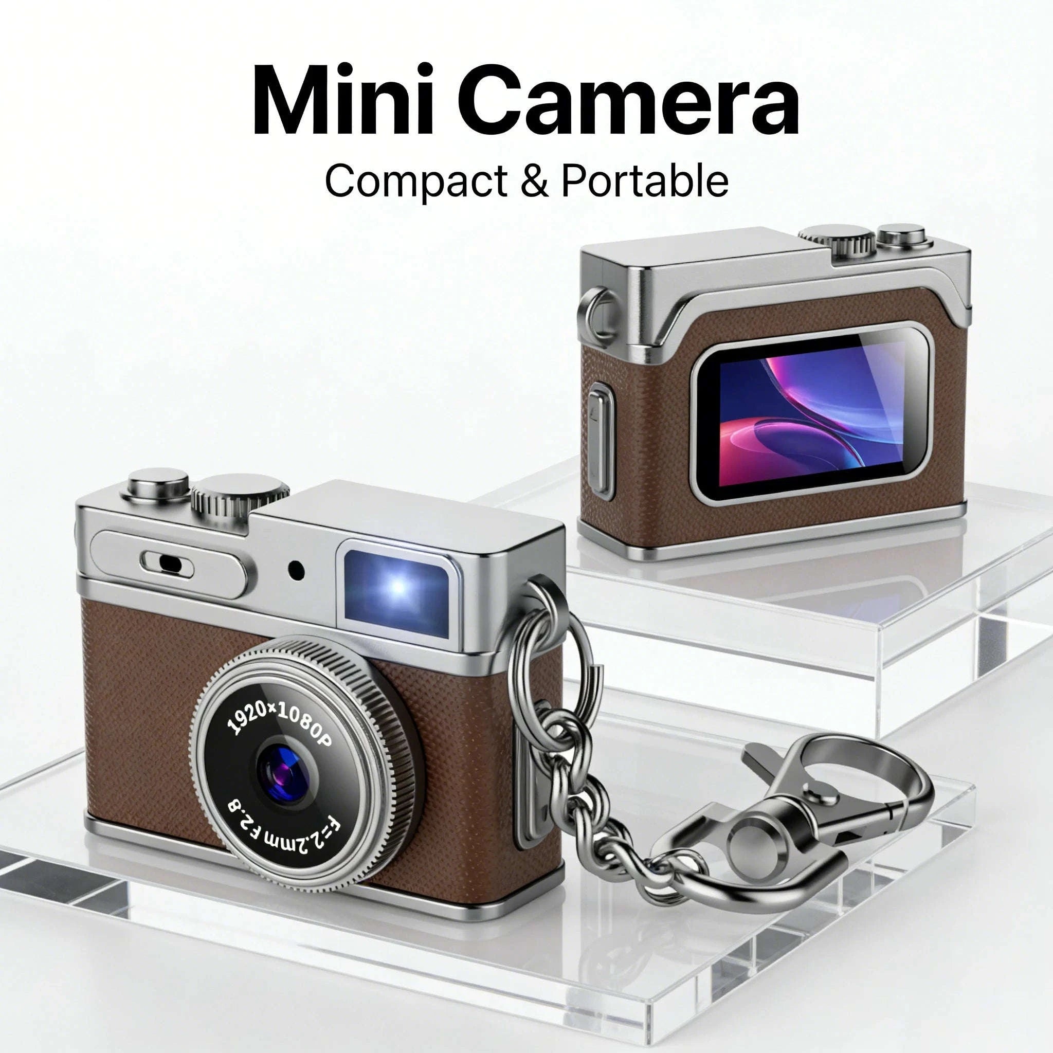 Mini Retro Snap Digital Camera 1080P with 6 Filters-Brown / Add 32G SD Card / United States