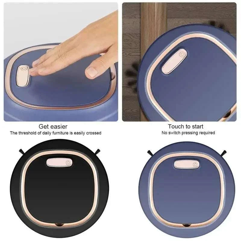 Mini Robot Vacuum Cleaner 3-in-1 Sweep Mop Quiet Cleaning-Black