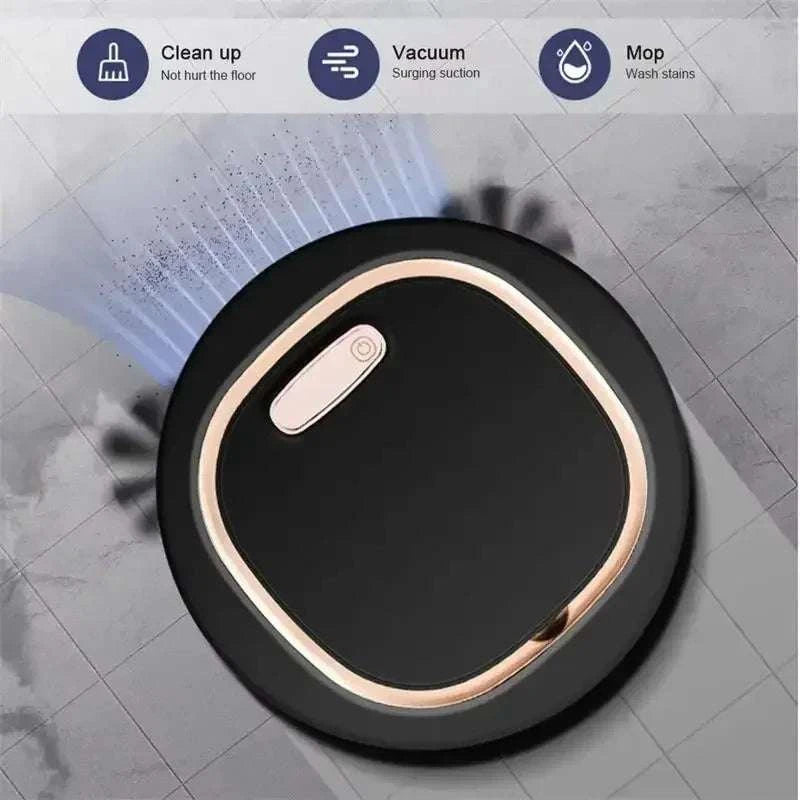 Mini Robot Vacuum Cleaner 3-in-1 Sweep Mop Quiet Cleaning-Black
