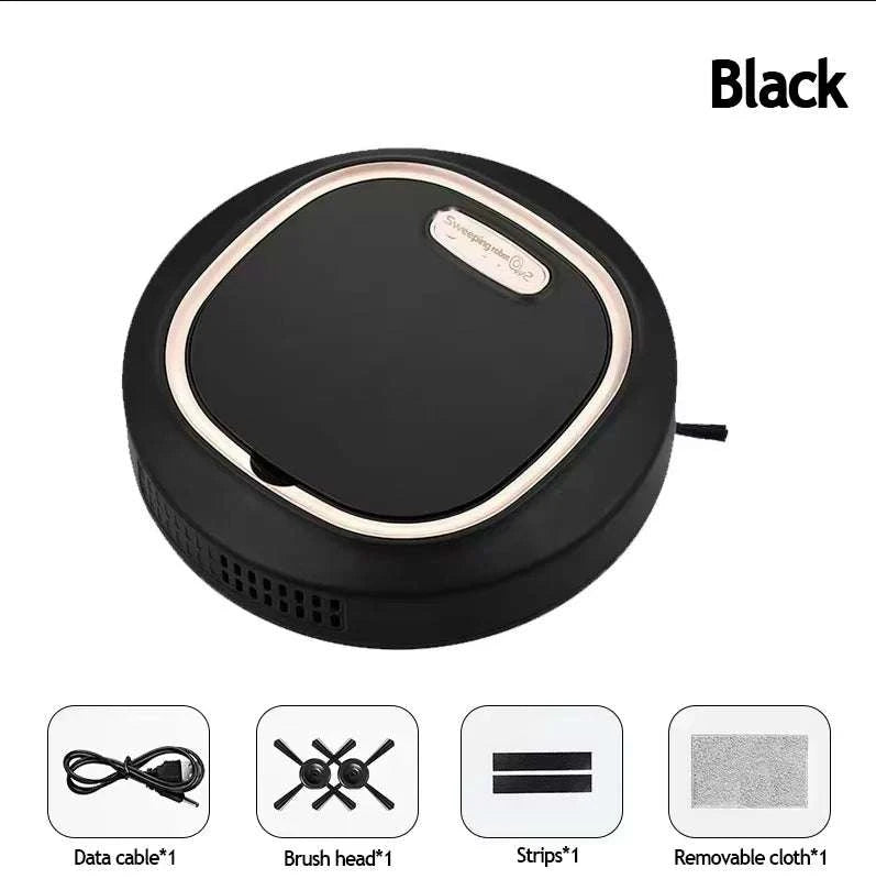 Mini Robot Vacuum Cleaner 3-in-1 Sweep Mop Quiet Cleaning-Black