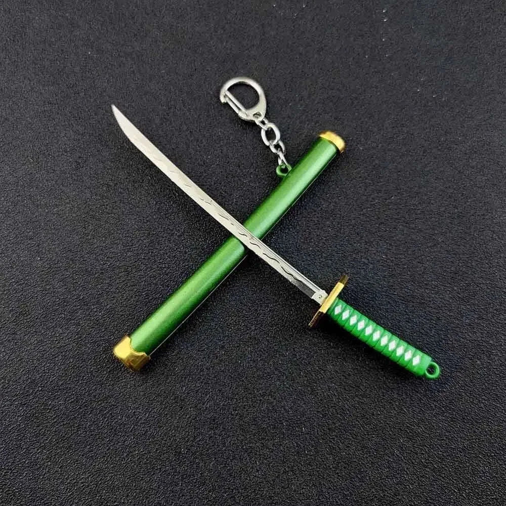 Mini Roronoa Zoro Samurai Sword Keychain-K769-blue