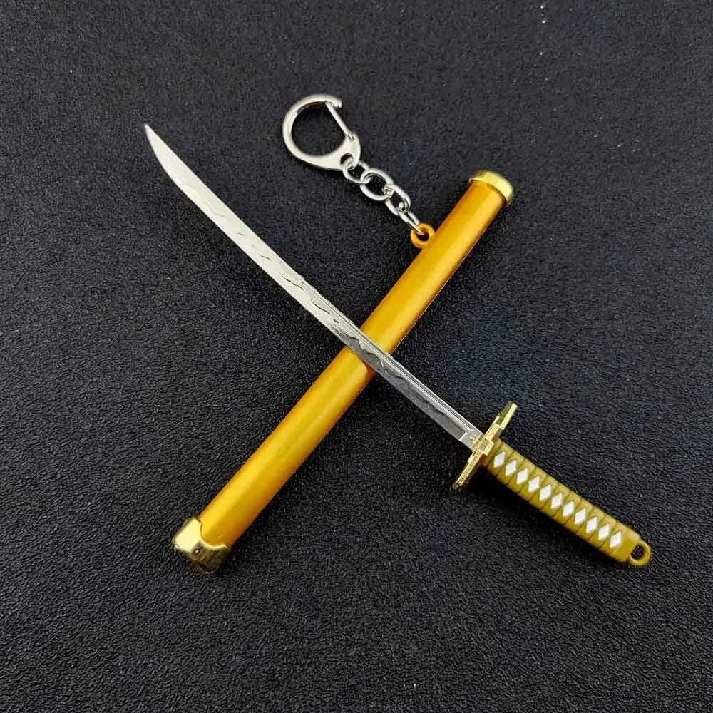 Mini Roronoa Zoro Samurai Sword Keychain-K769-blue