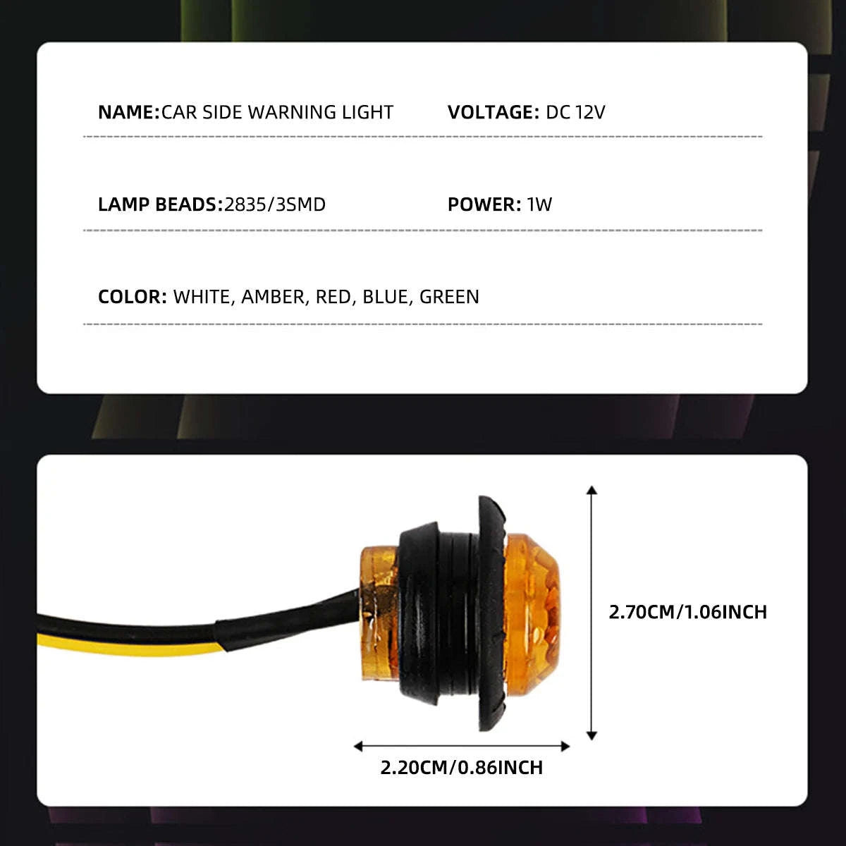 Mini Round LED Side Marker Light 12-24V for Truck Trailer Auto-Blue / 10PCS