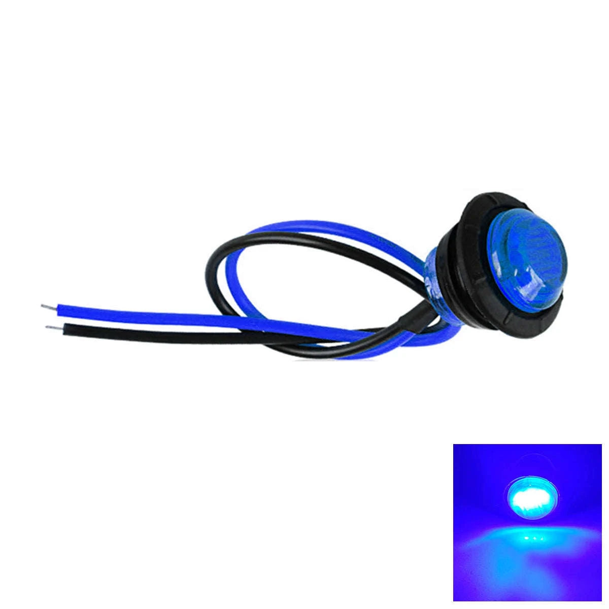 Mini Round LED Side Marker Light 12-24V for Truck Trailer Auto-Blue / 10PCS