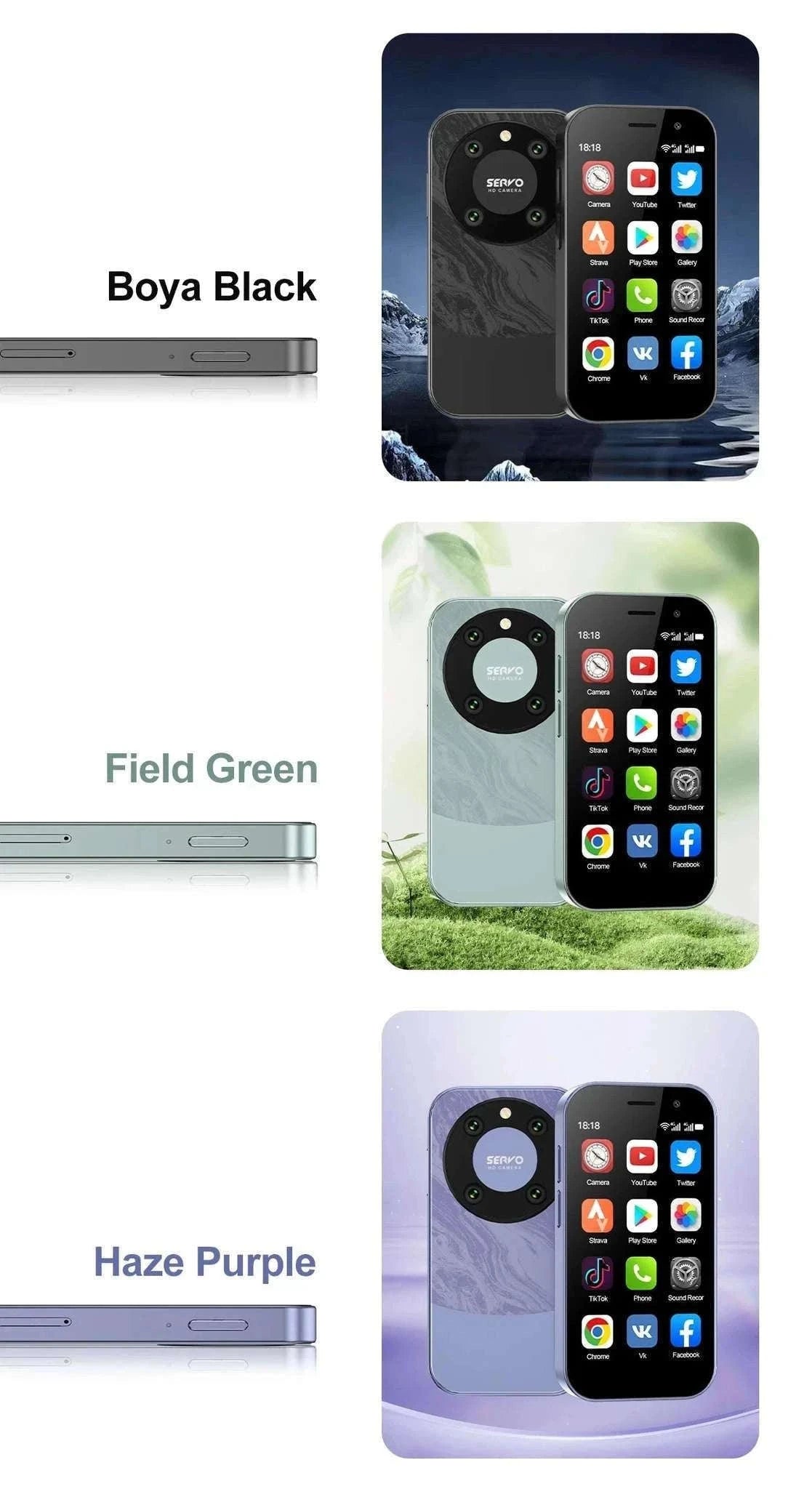 Mini Smartphone 3.0" HD Display, Dual SIM, 4G LTE-PURPLE / 16g / 4G LTE Cellular|2 G