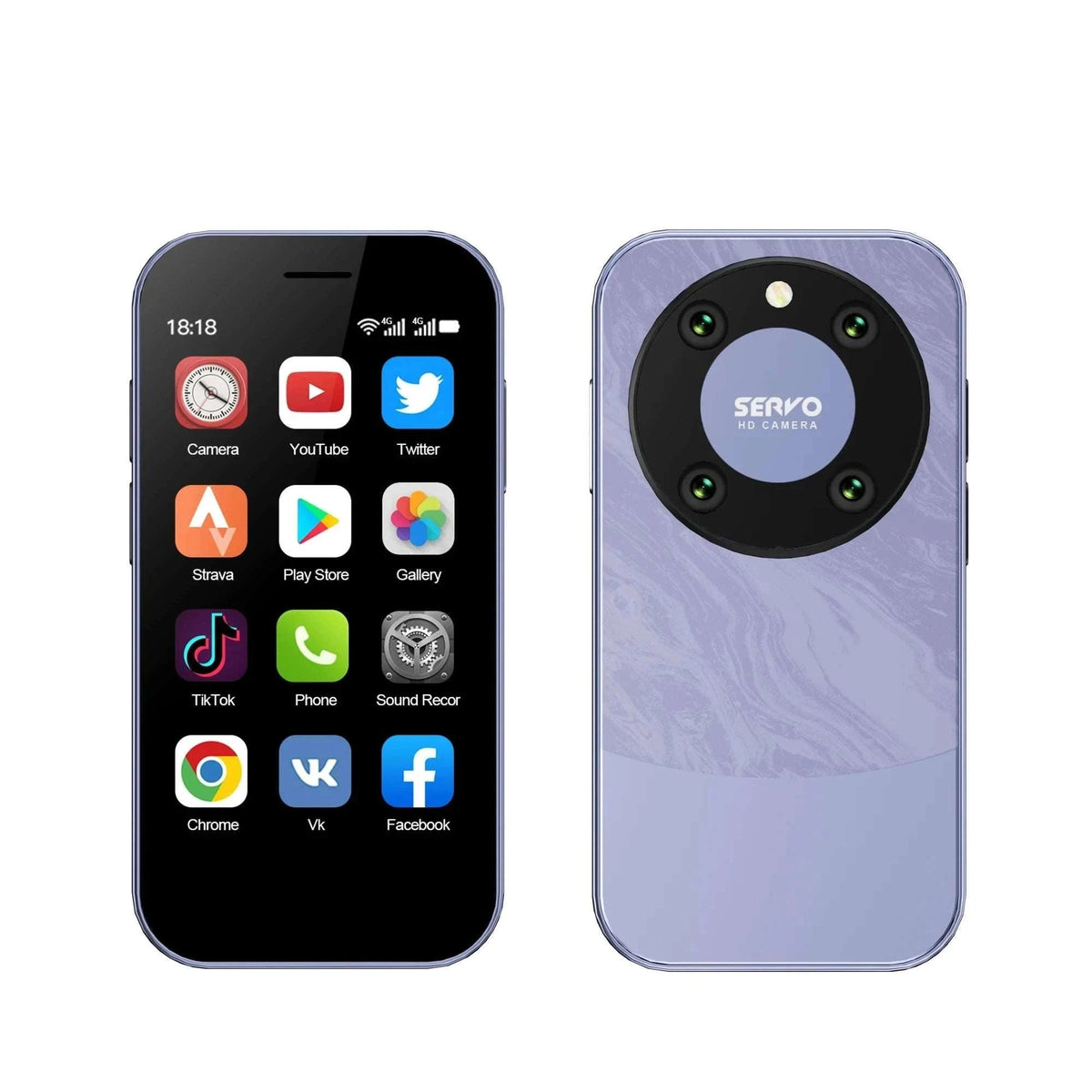 Mini Smartphone 3.0" HD Display, Dual SIM, 4G LTE-PURPLE / 16g / 4G LTE Cellular|2 G