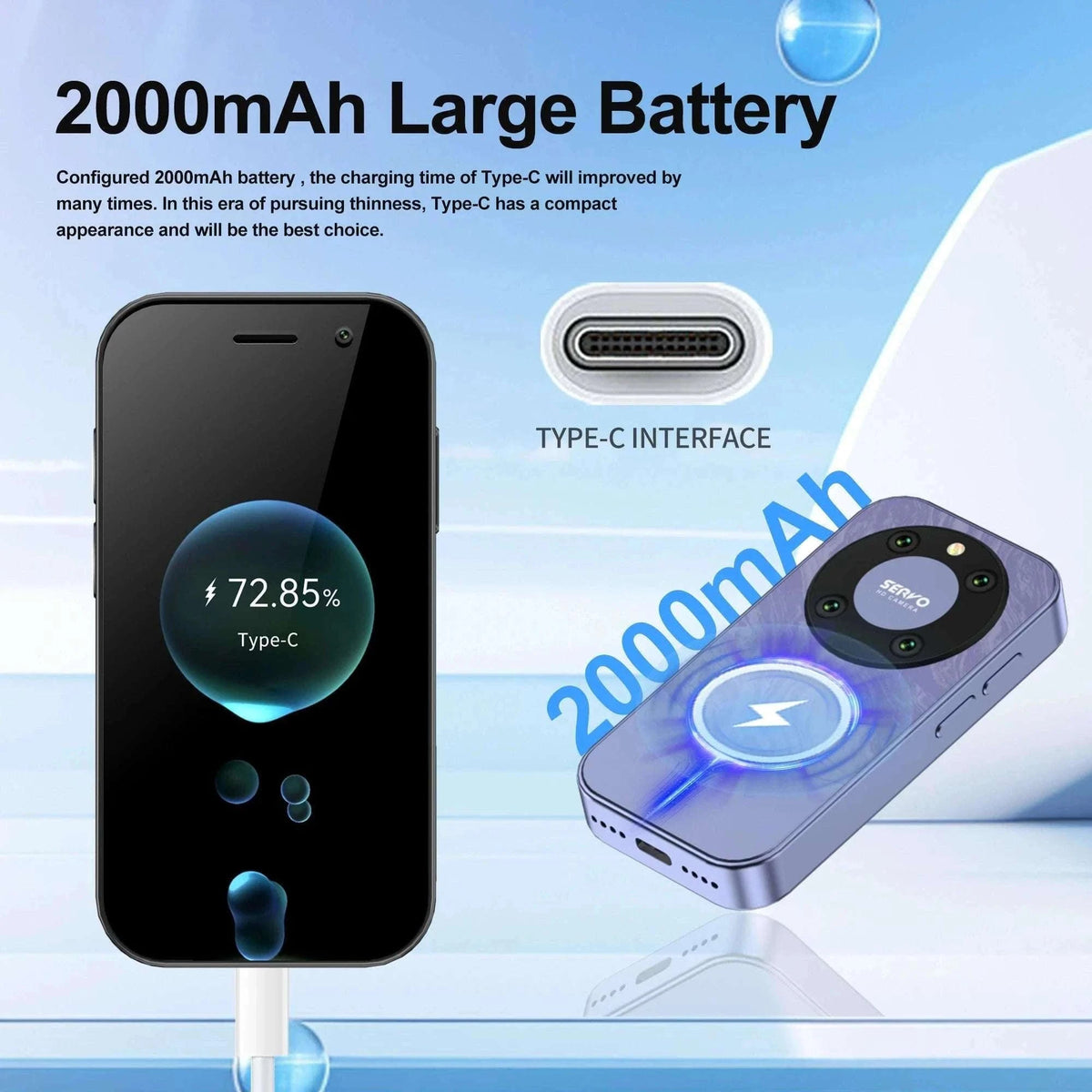 Mini Smartphone 3.0" HD Display, Dual SIM, 4G LTE-PURPLE / 16g / 4G LTE Cellular|2 G