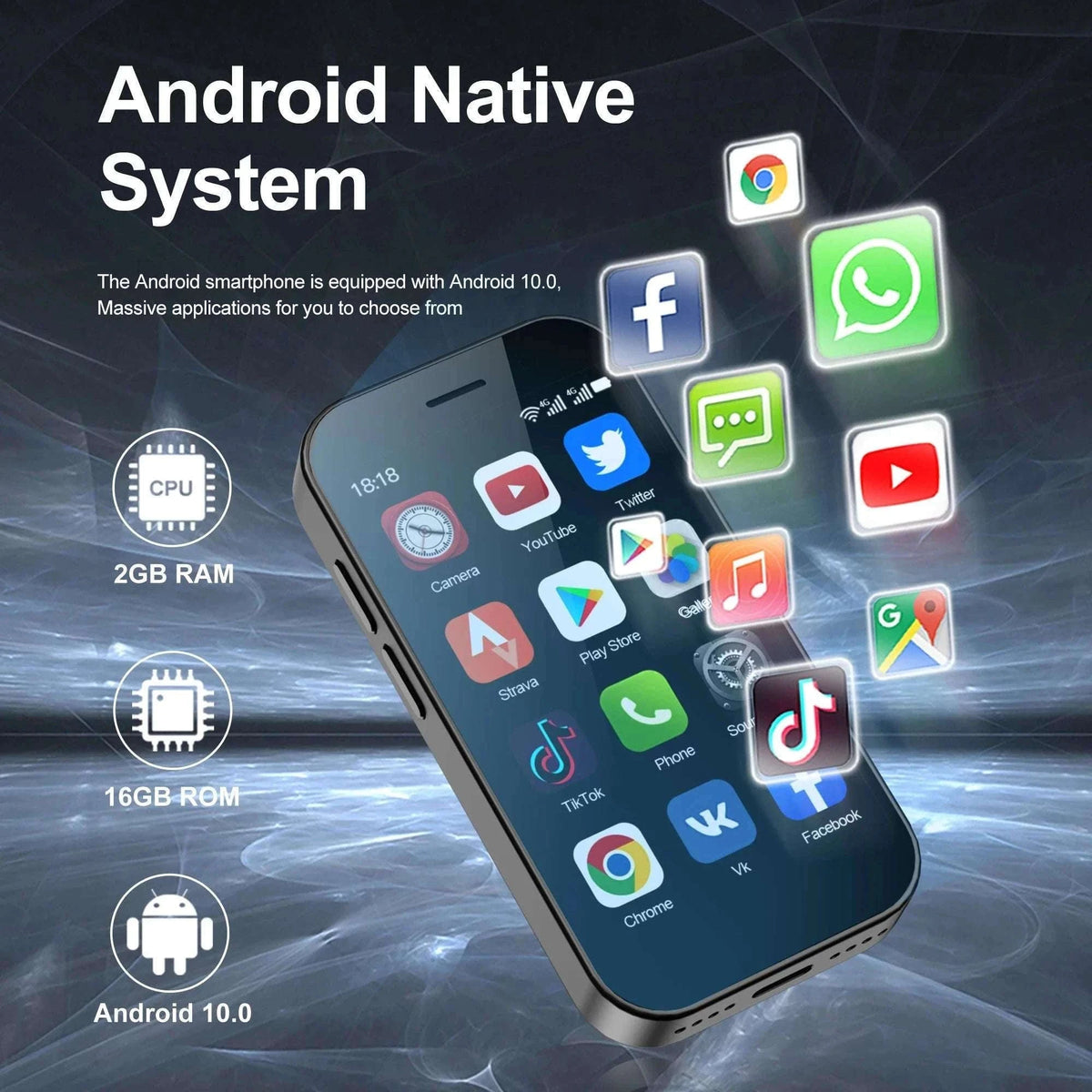 Mini Smartphone 3.0" HD Display, Dual SIM, 4G LTE-PURPLE / 16g / 4G LTE Cellular|2 G