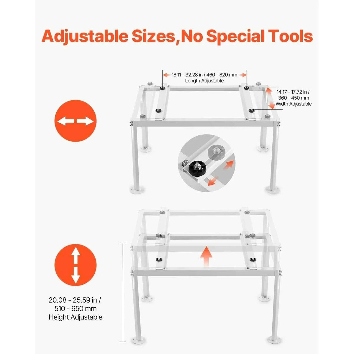 Mini Split Ground Stand Adjustable Anti-Vibration Stand for 9000-36000 BTU Outdoor Units-39.4x19x16inch / 8 inch / Poland