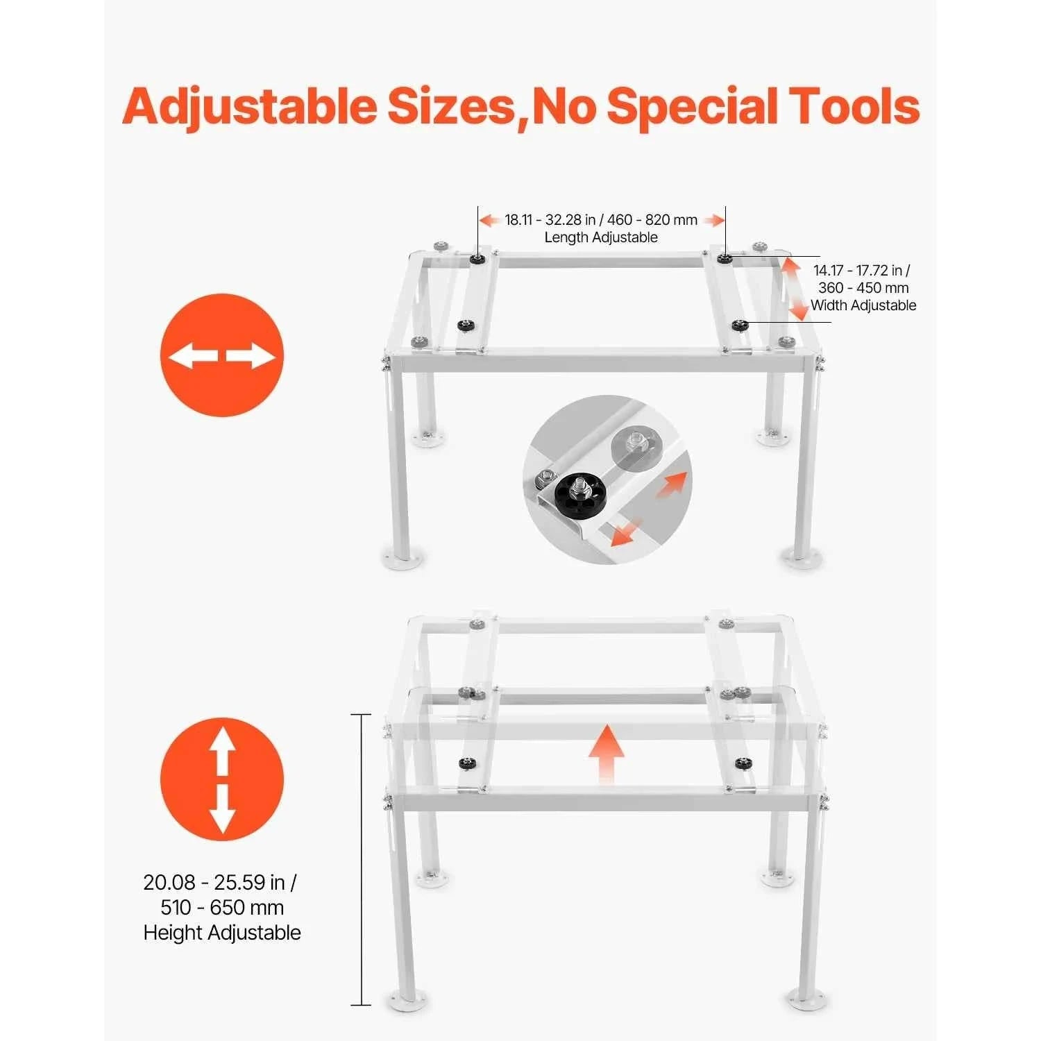 Mini Split Ground Stand Adjustable Anti-Vibration Stand for 9000-36000 BTU Outdoor Units-39.4x19x16inch / 8 inch / Poland