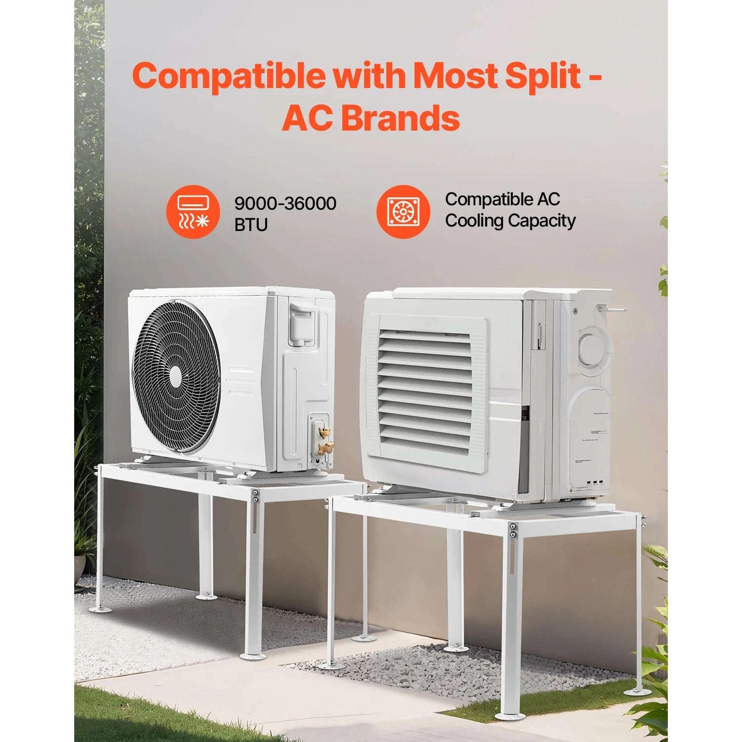 Mini Split Ground Stand Adjustable Anti-Vibration Stand for 9000-36000 BTU Outdoor Units-39.4x19x16inch / 8 inch / Poland