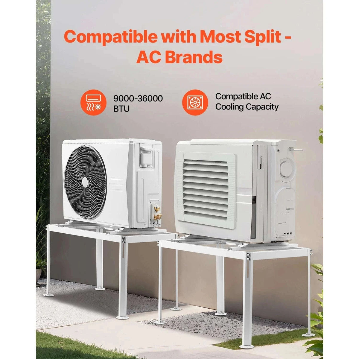 Mini Split Ground Stand Adjustable Anti-Vibration Stand for 9000-36000 BTU Outdoor Units-39.4x19x16inch / 8 inch / Poland