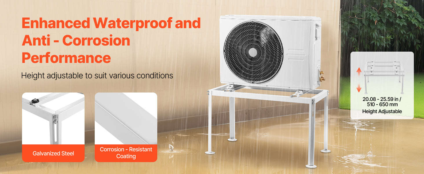 Mini Split Ground Stand Adjustable Anti-Vibration Stand for 9000-36000 BTU Outdoor Units-39.4x19x16inch / 8 inch / Poland