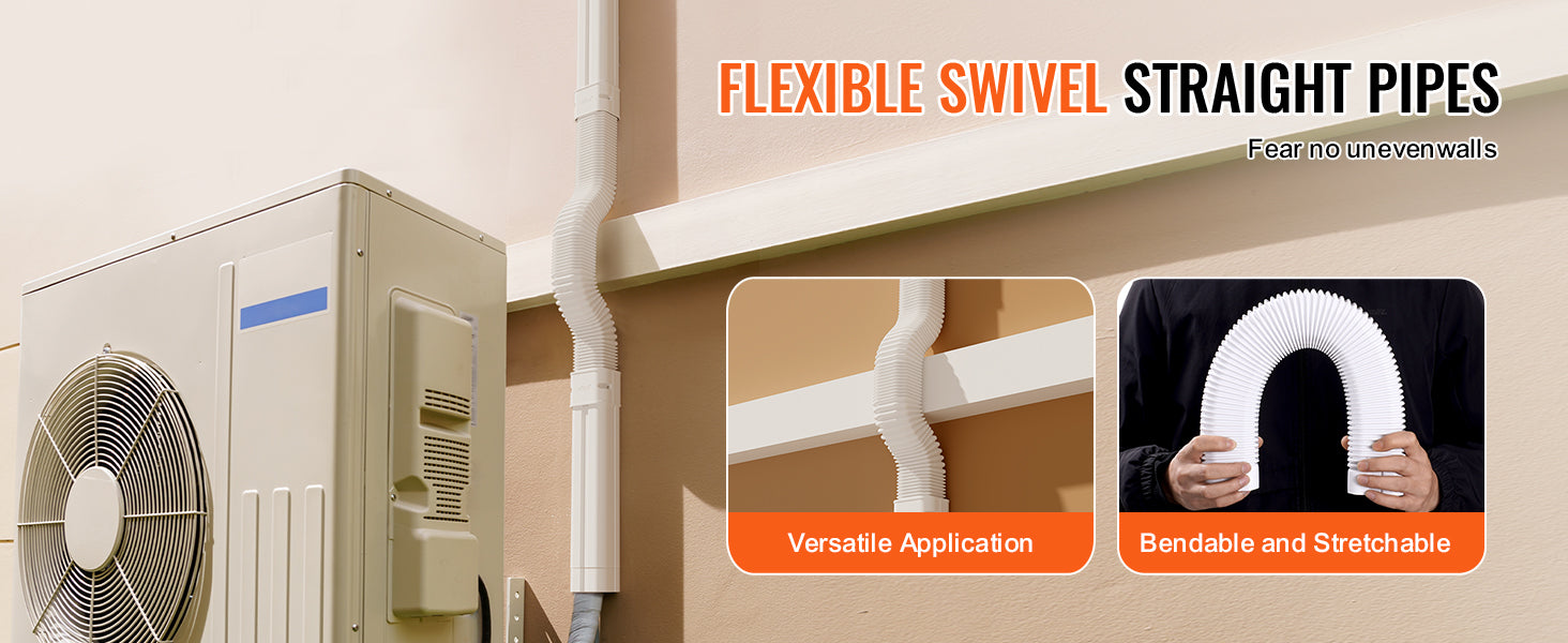 SucceBuy Mini Split Line Set Cover PVC Decorative Pipe Line Cover For Air Conditioner Easy to Install Paintable for Heat Pump