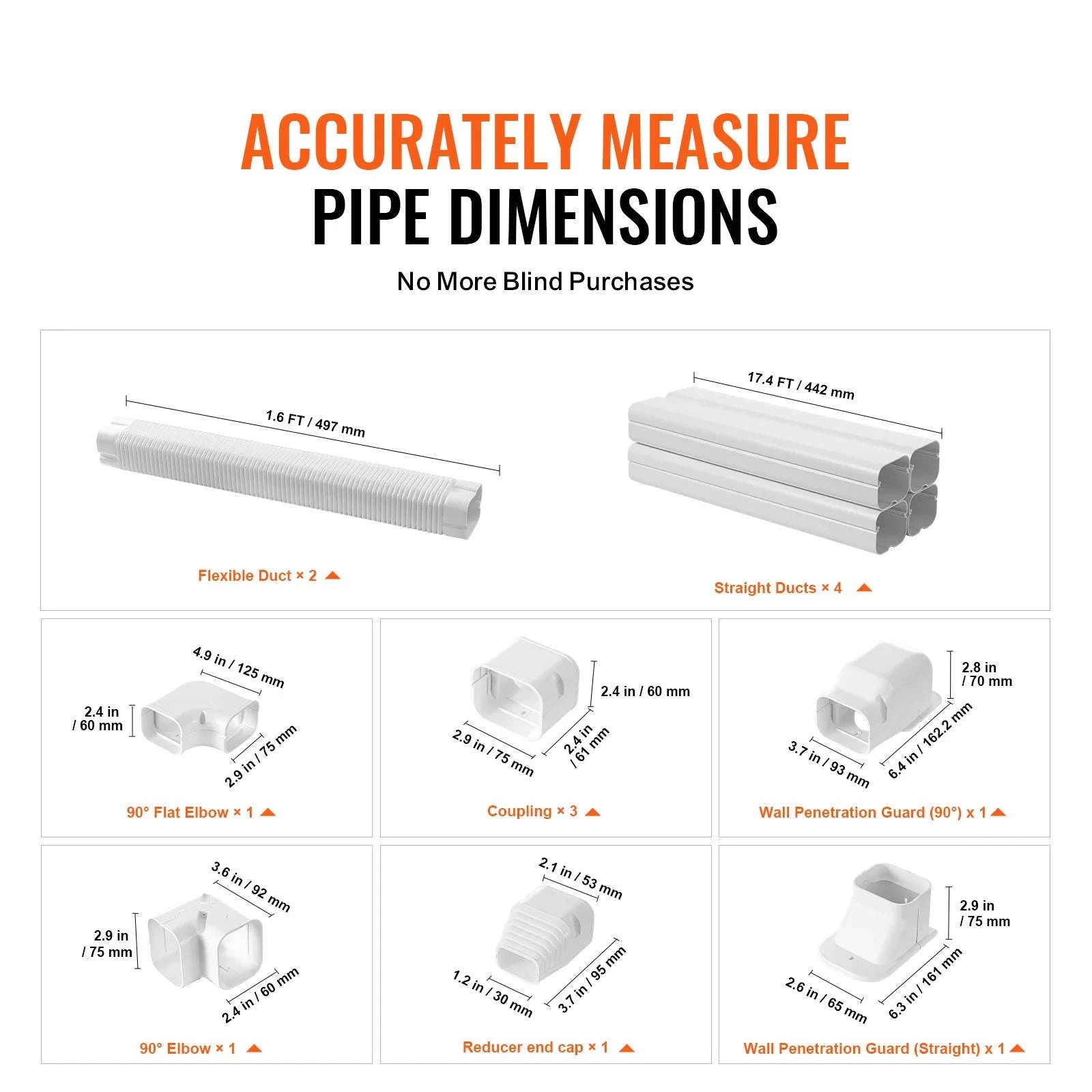 Mini Split Line Set Cover PVC Decorative Pipe Cover for Air Conditioner-9FT / United States