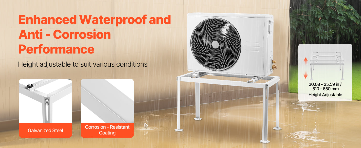 Mini Split Ground Stand Adjustable Anti-Vibration Stand for 9000-36000 BTU Outdoor Units