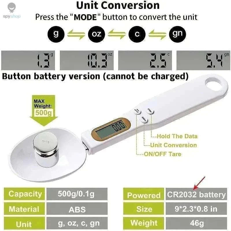Mini Spoon Scale Digital Kitchen Scale 0.1–500g-2PCS Light green / 1Kg