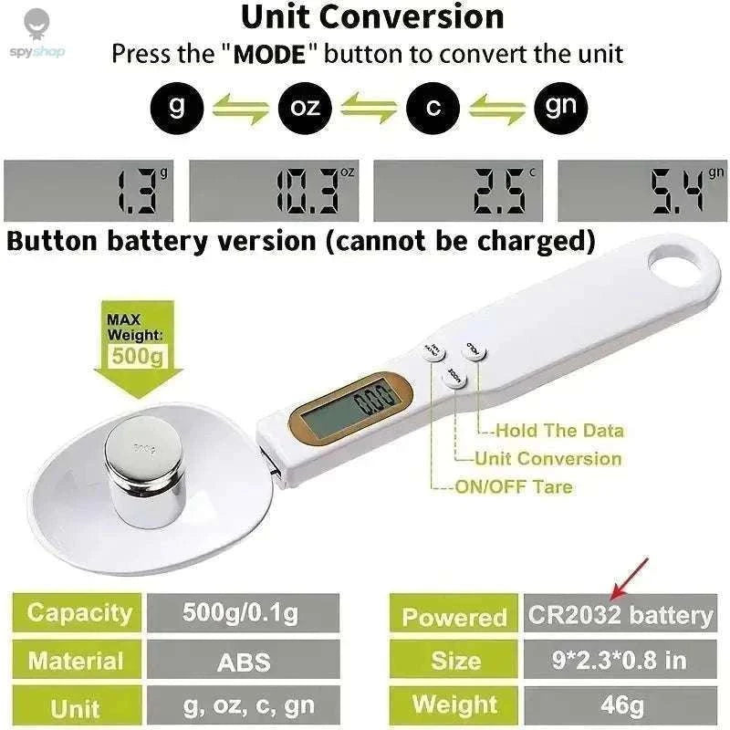 Mini Spoon Scale Digital Kitchen Scale 0.1–500g-2PCS Light green / 1Kg