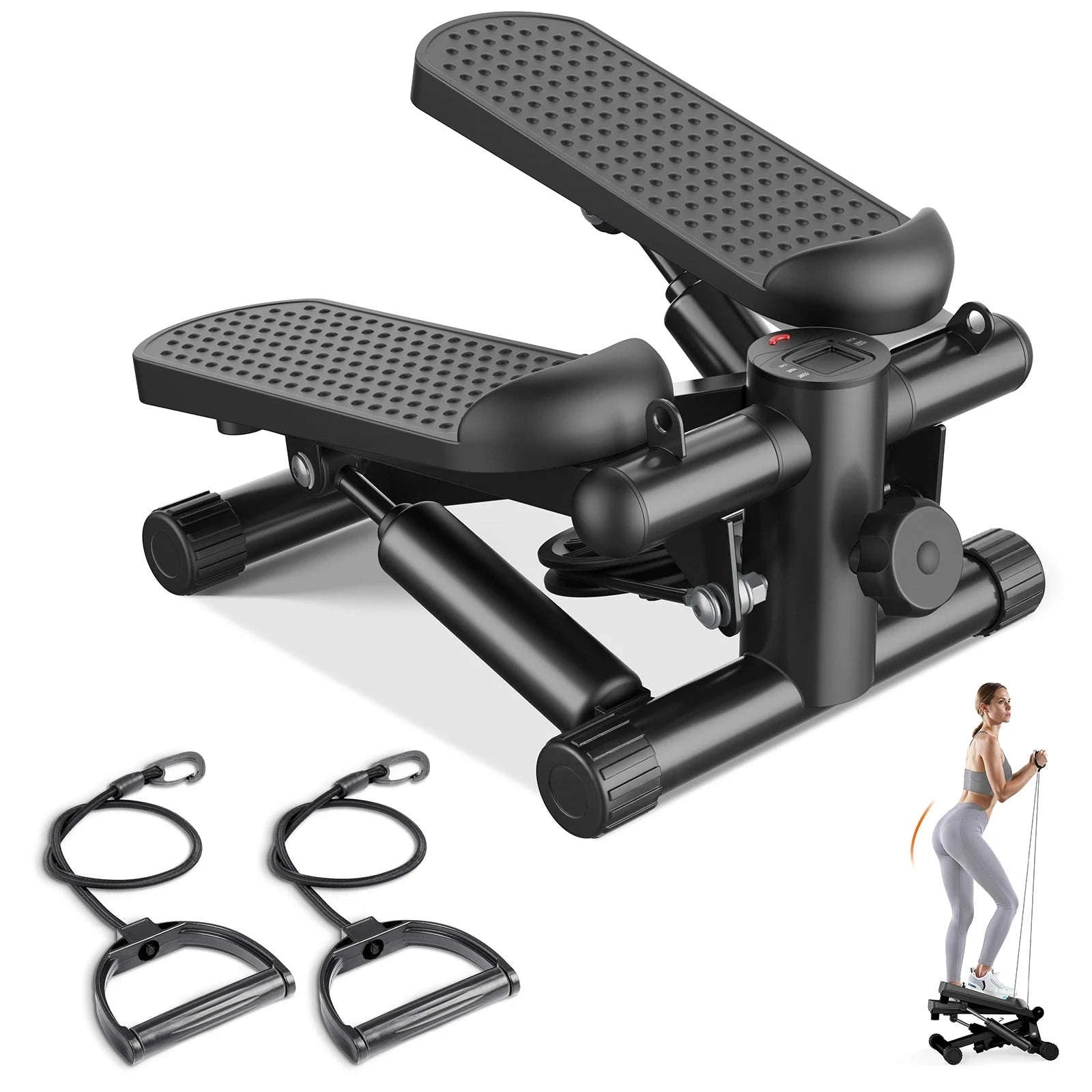 Mini Stepper with Resistance Bands & LCD Monitor 300 LBS Capacity-black / United States