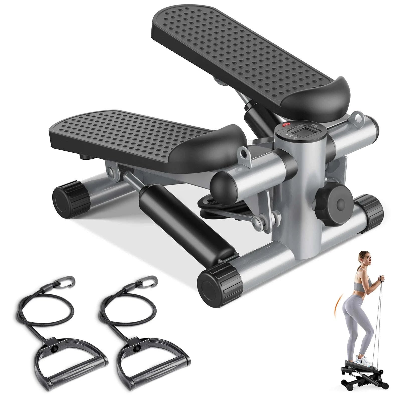 Mini Stepper with Resistance Bands & LCD Monitor 300 LBS Capacity-black / United States