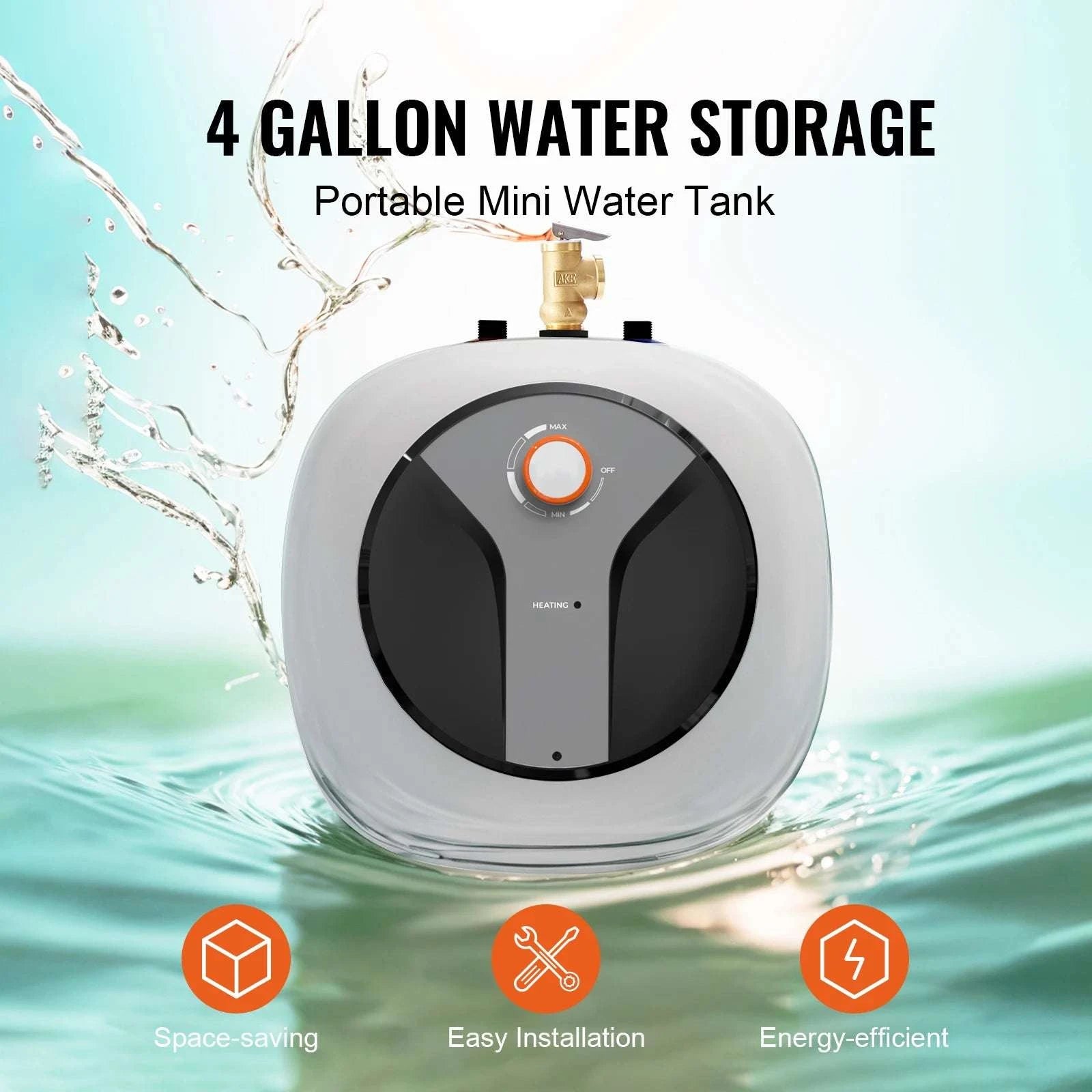 Mini Tank Electric Water Heater 10L Fast Heating for Kitchen Bathroom-2.5Gal / United States