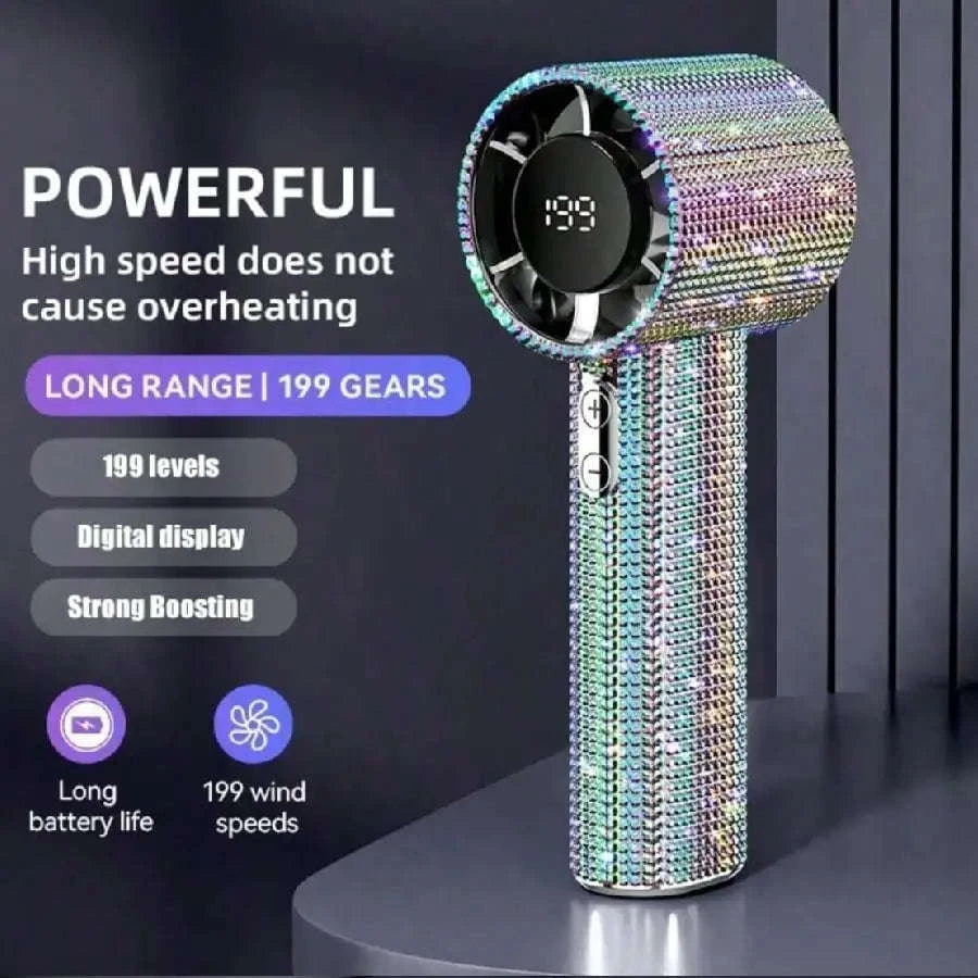 Mini USB-C Rechargeable Handheld Fan with Quiet Turbo Airflow-Gold / United States