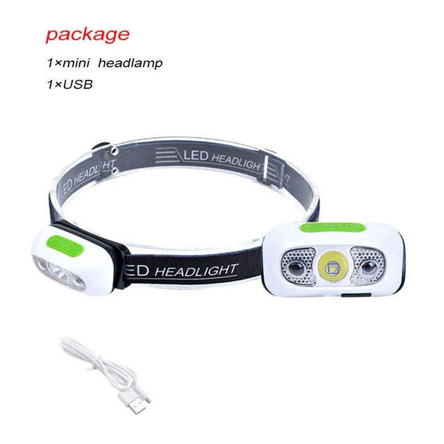 Mini USB Rechargeable Headlamp with Wave Sensor-orange 1PC / Headlamp