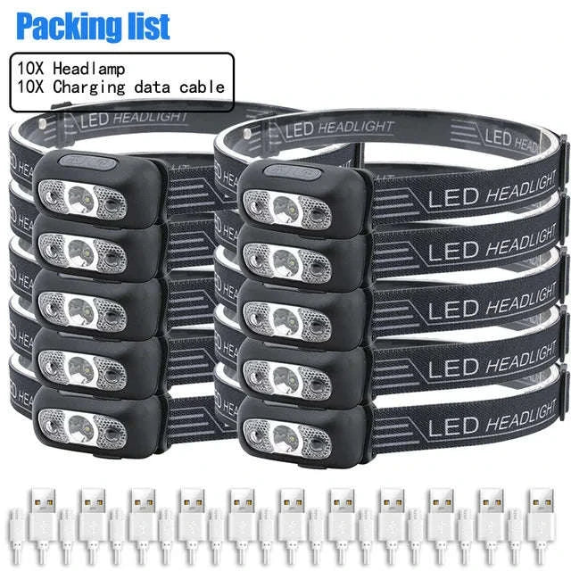 Mini USB Rechargeable Headlamp with Wave Sensor-orange 1PC / Headlamp