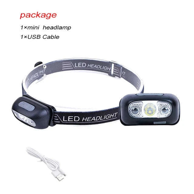 Mini USB Rechargeable Headlamp with Wave Sensor-orange 1PC / Headlamp