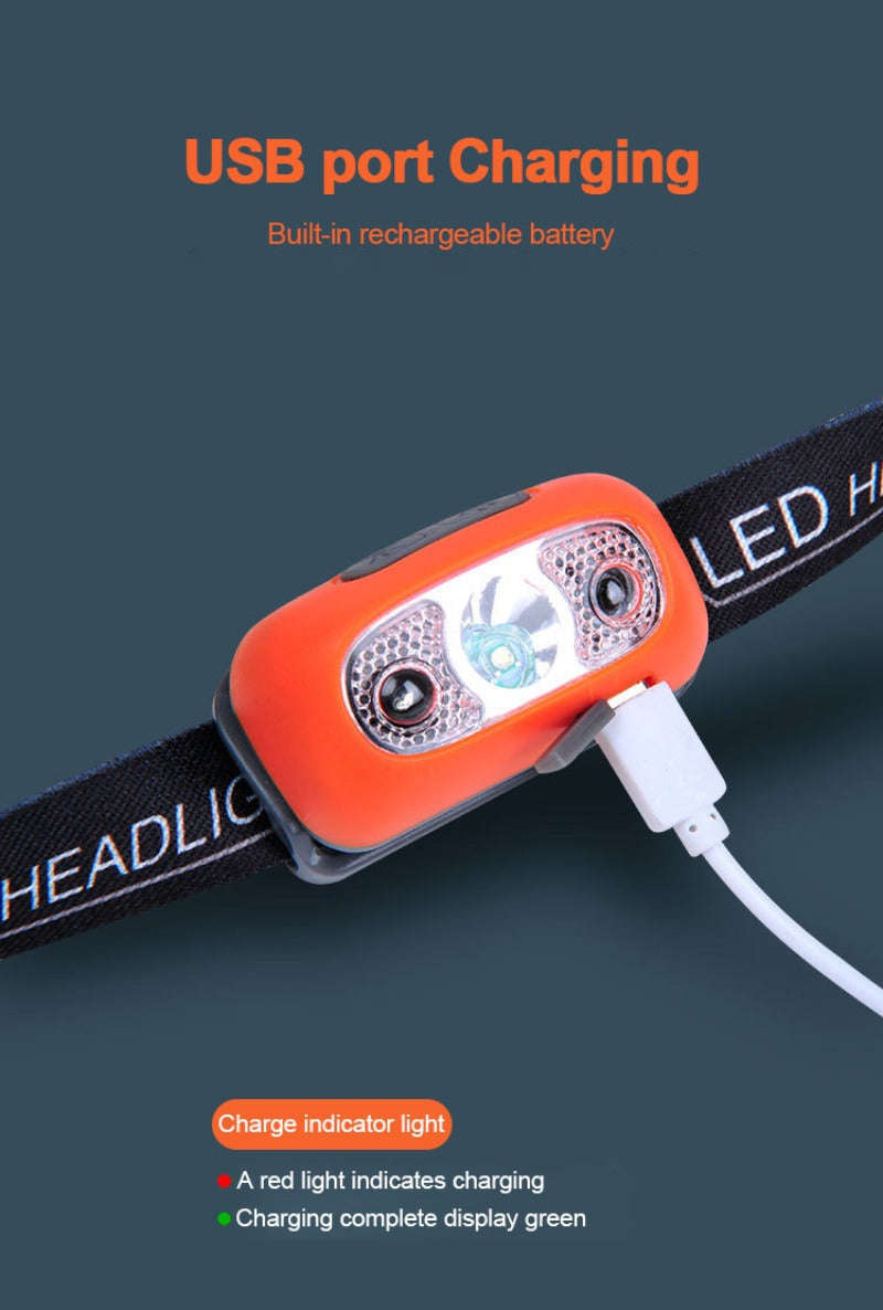 Mini USB Rechargeable Headlamp with Wave Sensor-orange 1PC / Headlamp