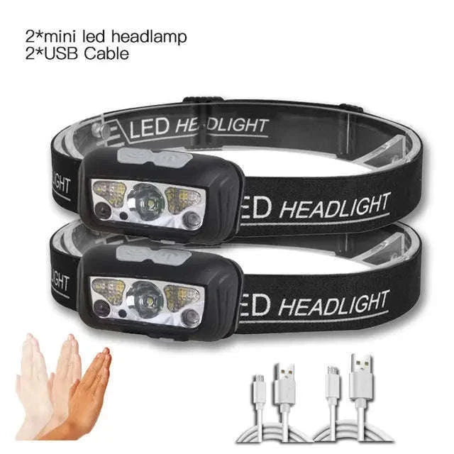Mini USB Rechargeable Headlamp with Wave Sensor-orange 1PC / Headlamp
