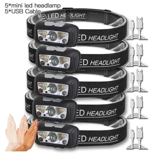 Mini USB Rechargeable Headlamp with Wave Sensor-orange 1PC / Headlamp