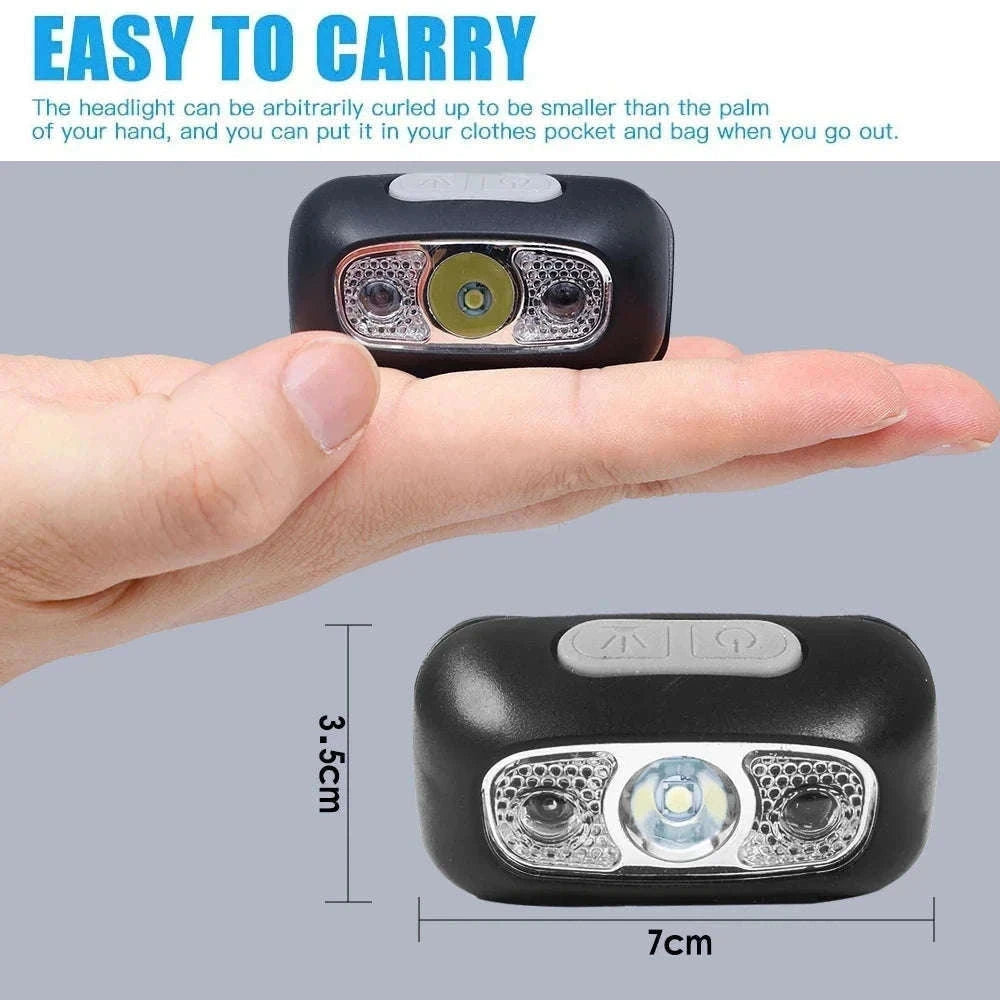 Mini USB Rechargeable Headlamp with Wave Sensor-orange 1PC / Headlamp
