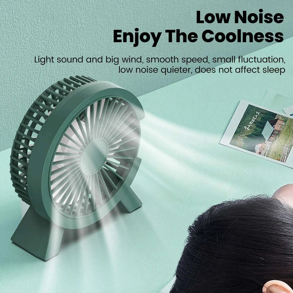 Mini USB Rechargeable Table Fan for Desk, Dorm, and Office-United States / WHITE