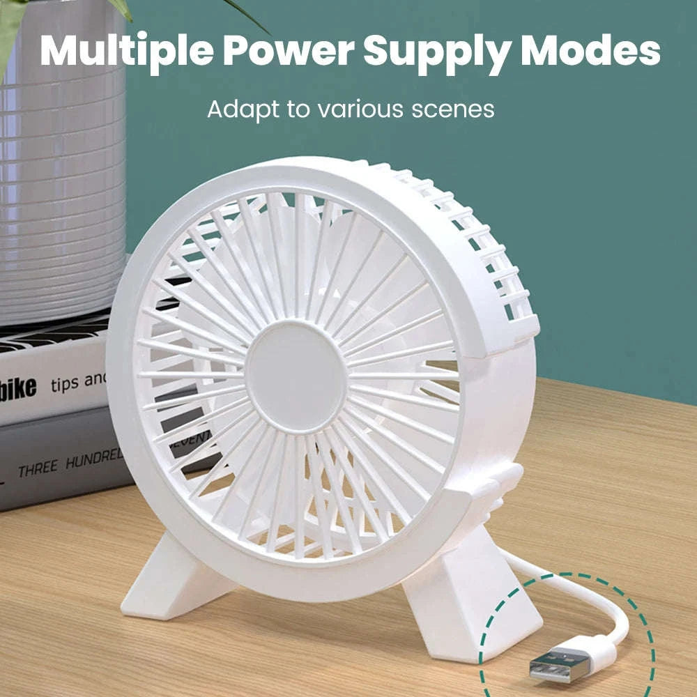 Mini USB Rechargeable Table Fan for Desk, Dorm, and Office-United States / WHITE