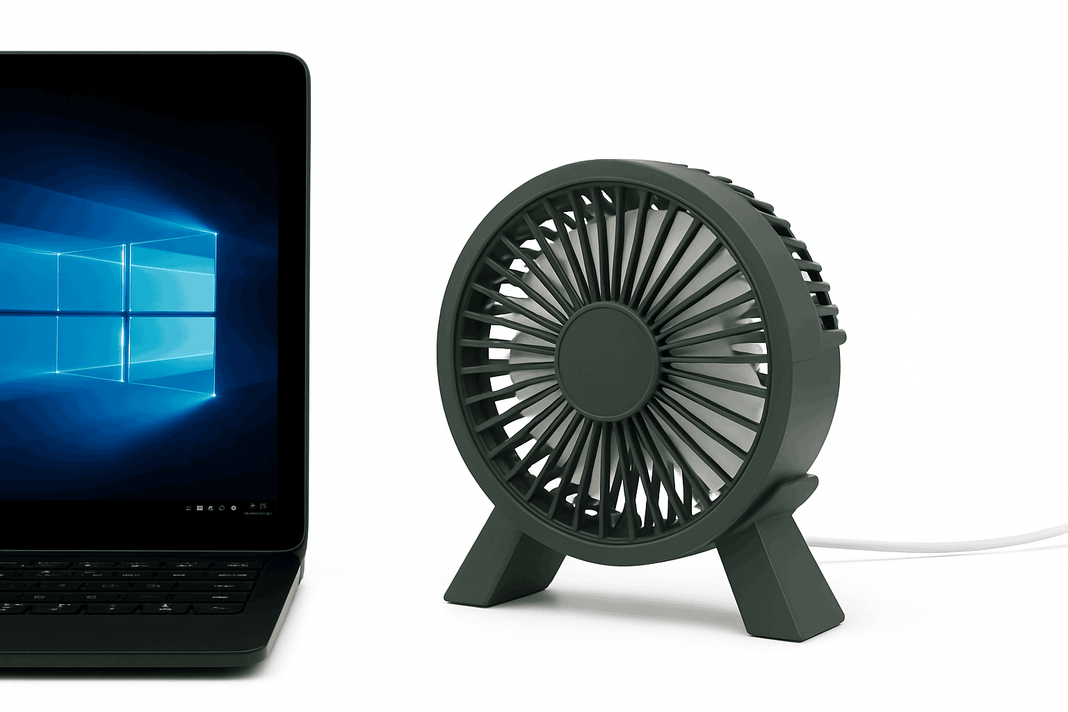 Mini USB Rechargeable Table Fan for Desk, Dorm, and Office-United States / WHITE