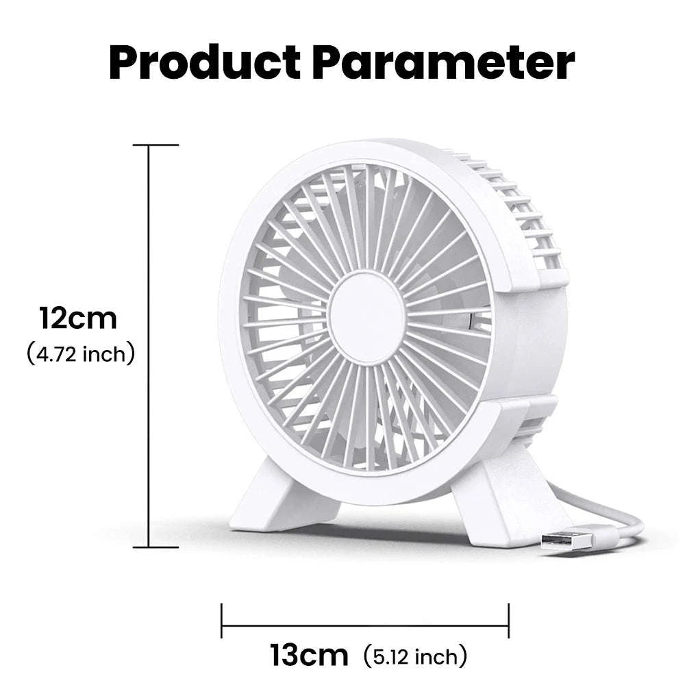 Mini USB Rechargeable Table Fan for Desk, Dorm, and Office-United States / WHITE