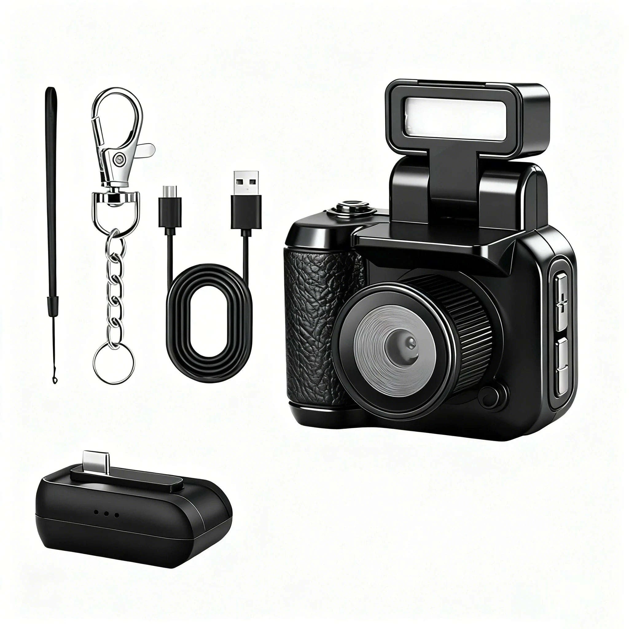 Mini Vintage Video Recorder Keychain Camera with 1080P and 8GB Card-black / Add 8G SD Card / United States