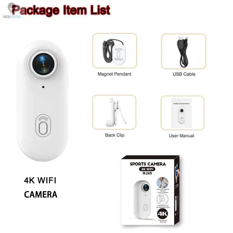 Mini Vlog Camera – 4K Pocket Action Cam with WiFi and Magnetic Mounting-FHD 1080P (BK-Lite) / With 64G TF Card / CHINA
