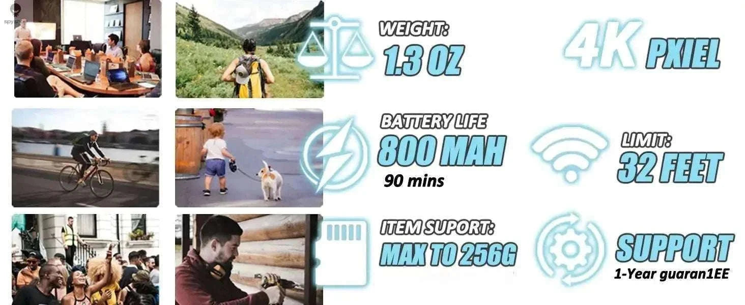 Mini Vlog Camera 4K Pocket Action Cam with WiFi-FHD 1080P (BK-Lite) / With 64G TF Card / CHINA