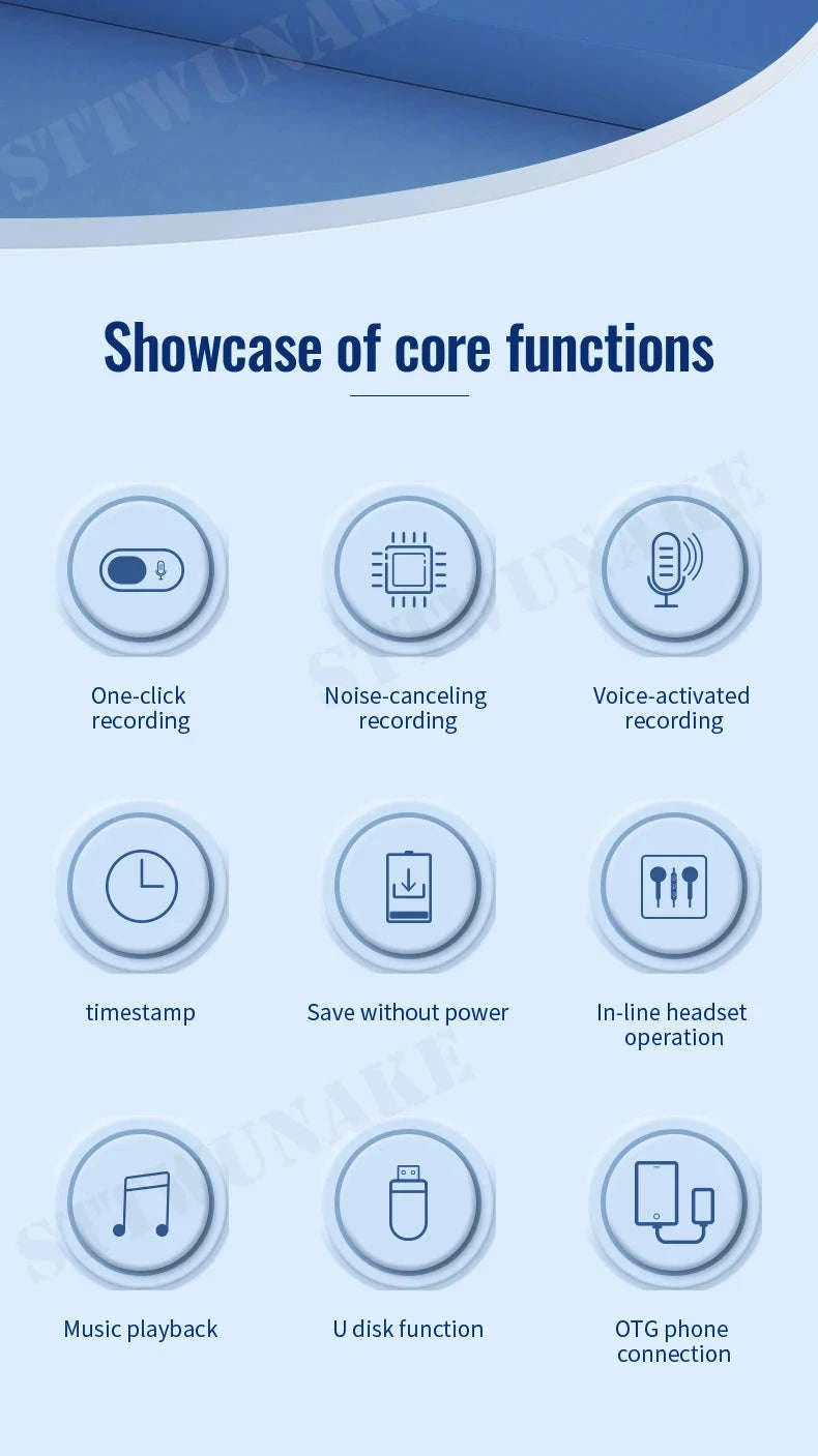 Mini Voice-Activated Digital Recorder with Magnetic Mount and USB-C-With Android OTG / China Mainland / 16 GB