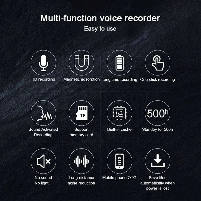 Mini voice activated recorder 500hours digital recording device professional sound dictaphone Listening audio micro record small-8 GB