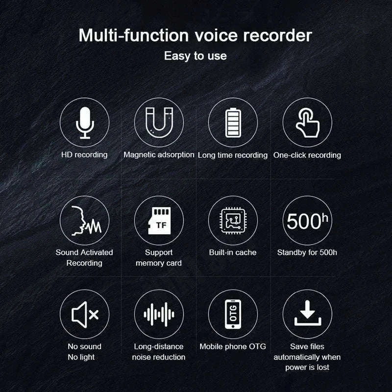 Mini voice activated recorder 500hours digital recording device professional sound dictaphone Listening audio micro record small-8 GB