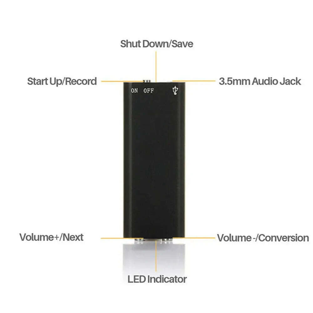 Mini Voice Activated Recorder 64GB Pocket Audio Dictaphone MP3-Black / 32 GB